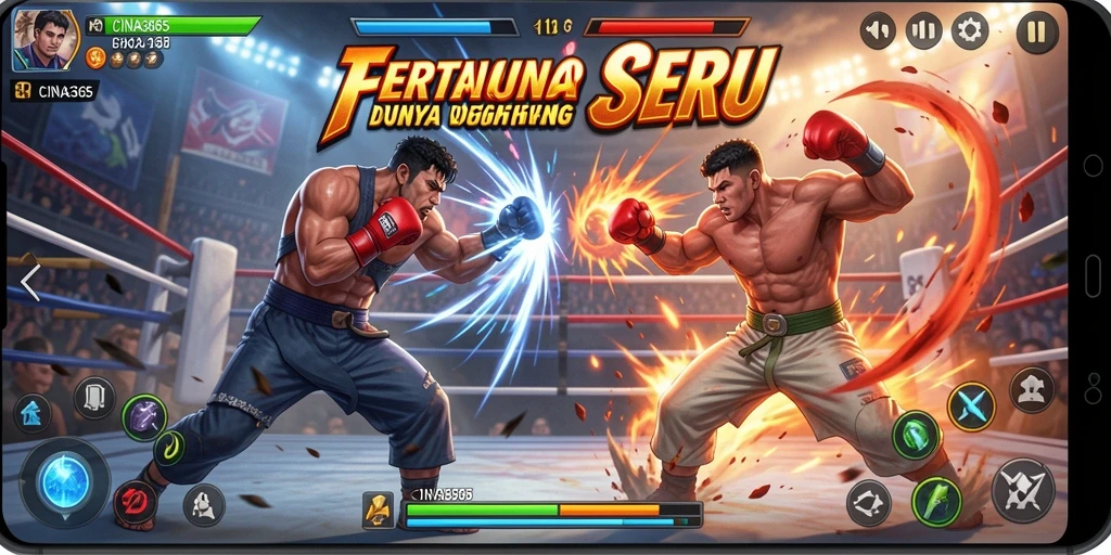 Gameplay CINA365 menampilkan pertarungan yang intens dan seru.