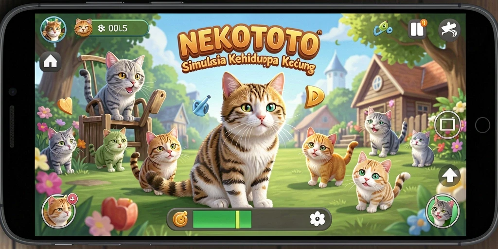 Tampilan gameplay NEKOTOTO yang seru dan interaktif.