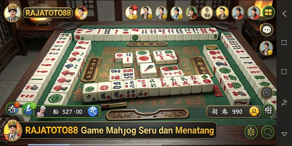 Menampilkan suasana gameplay Mahjong yang mendebarkan.