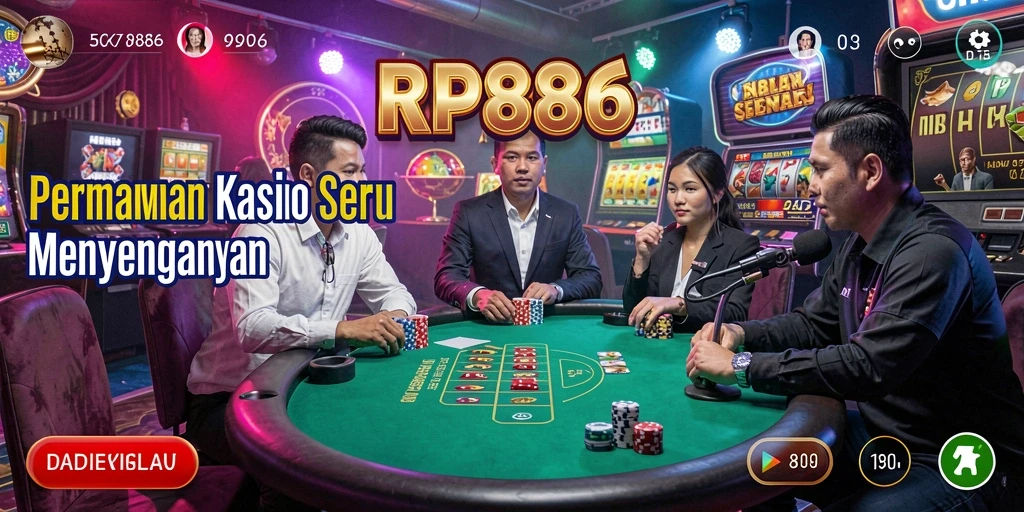 Screenshot utama RP886 yang menunjukkan gameplay Kasino yang mendebarkan.