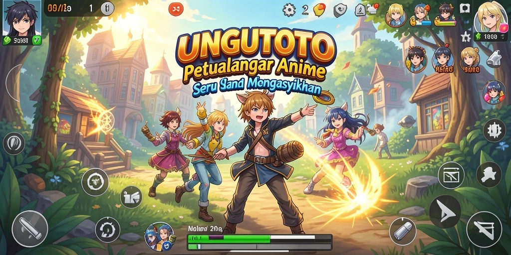 Tampilan gameplay UNGUTOTO yang penuh warna dan karakter menarik.